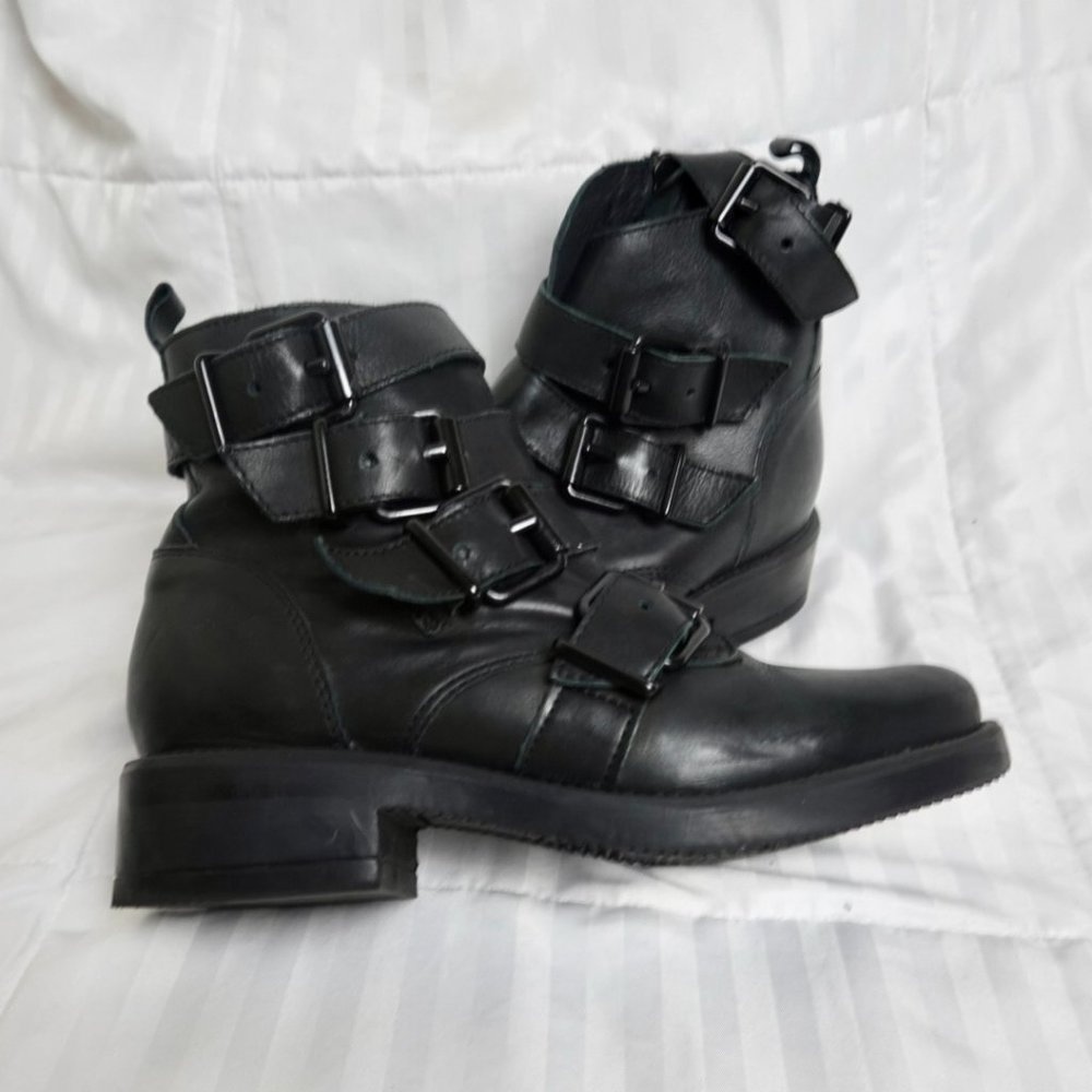 STEVE MADDEN REFLEX BOOTS black leather combat boots, ankle boots, Side-zipper